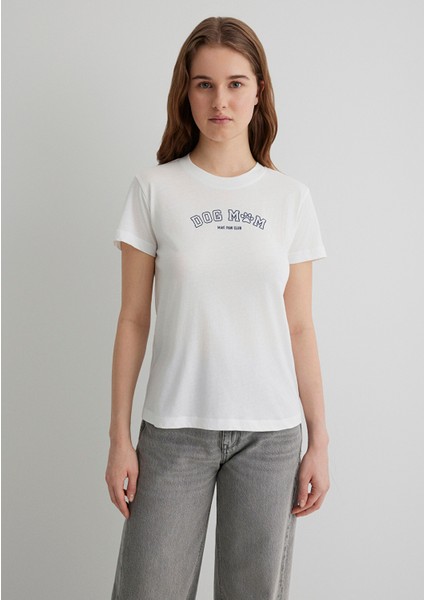 Köpek Baskılı Ekru Tişört 1613194-70057