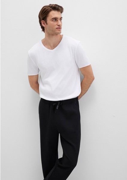 Ribana Detaylı V Yaka Beyaz Tişört 063748-620