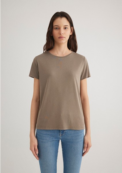 Lux Touch TENCEL TM Kahverengi Modal Tişört 1612693-83866