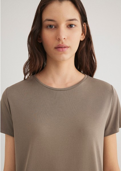 Lux Touch TENCEL TM Kahverengi Modal Tişört 1612693-83866