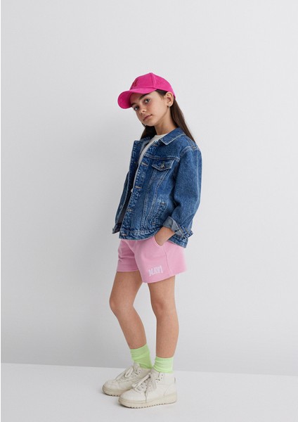 Mavi Logo Baskılı Pembe Şort 7410002-70972