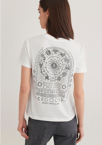 Astroloji Baskılı Ekru Tişört 1612947-70057