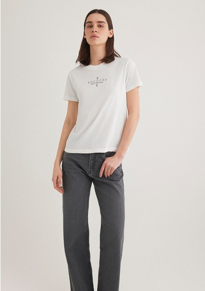 Astroloji Baskılı Ekru Tişört 1612947-70057