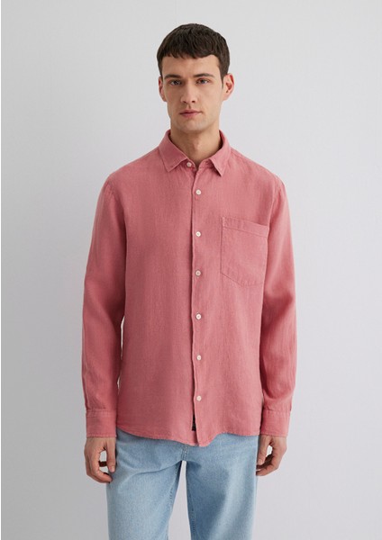 Pembe Keten Gömlek 0211472-71104