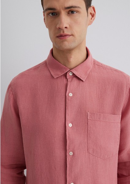 Pembe Keten Gömlek 0211472-71104