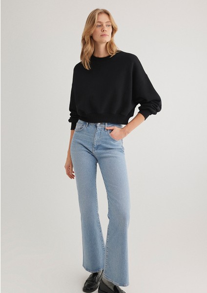 Bisiklet Yaka Siyah Basic Sweatshirt 1S10307-900