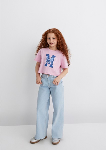 M Logo Baskılı Pembe Tişört 7610276-86953