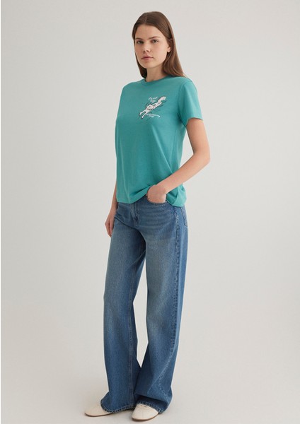 Kedi Baskılı Yeşil Tişört 1612233-71823