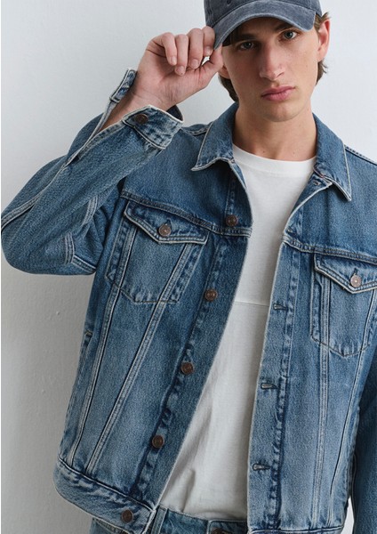 Ray Classic Denim Vintage İndigo Mavisi Jean Ceket 0110273-89412