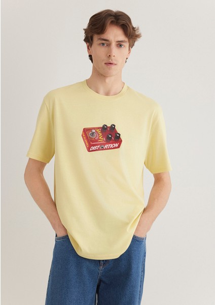 Müzik Baskılı Sarı Tişört 0612485-84567