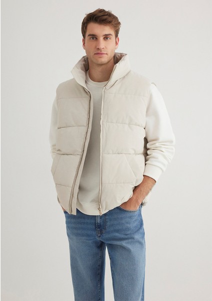 Kapüşonlu Bej Şişme Yelek 0110556-70144