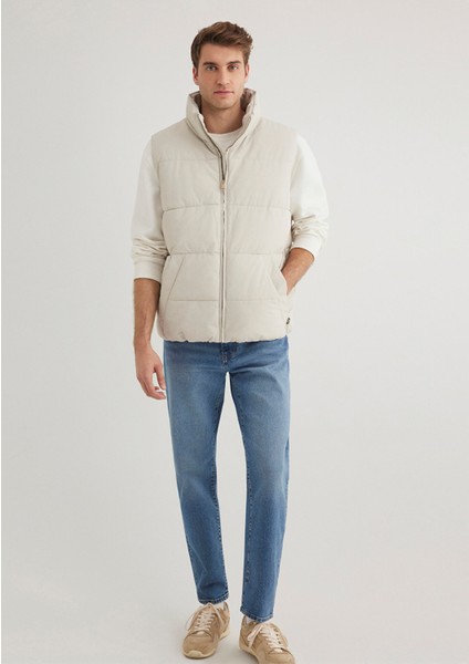 Kapüşonlu Bej Şişme Yelek 0110556-70144