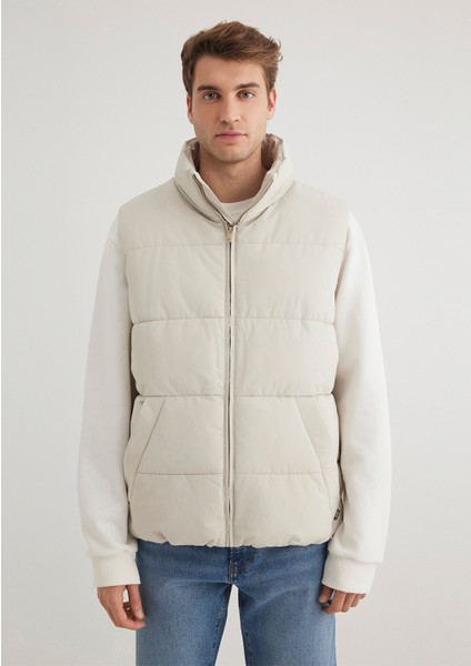 Kapüşonlu Bej Şişme Yelek 0110556-70144