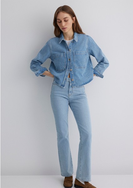 Paola Mavi Premium Indigo Mavisi Jean Gömlek 1210779-89212