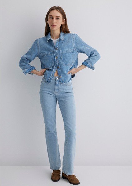 Paola Mavi Premium Indigo Mavisi Jean Gömlek 1210779-89212