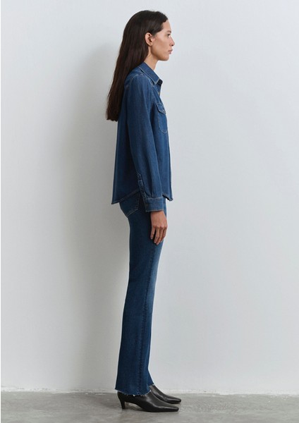 Angela Classic Denim Koyu Mavi Jean Gömlek 1210819-89252