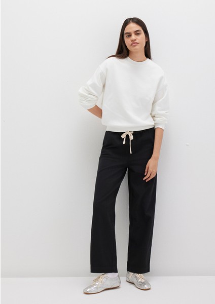 Beli Bağcıklı Siyah Pantolon 1010945-900