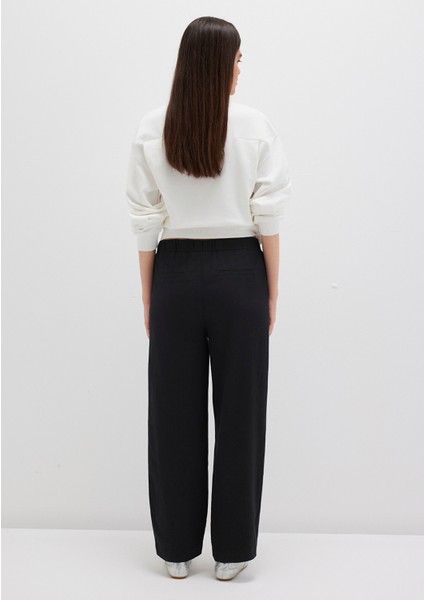 Beli Bağcıklı Siyah Pantolon 1010945-900