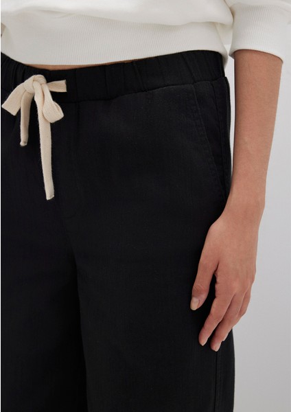 Beli Bağcıklı Siyah Pantolon 1010945-900