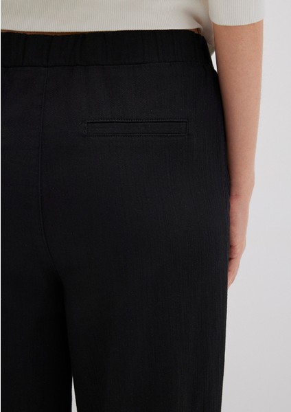Beli Bağcıklı Siyah Pantolon 1010945-900