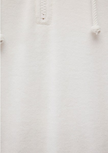 Yarı Fermuarlı Kapüşonlu Beyaz Sweatshirt 1S10248-80194