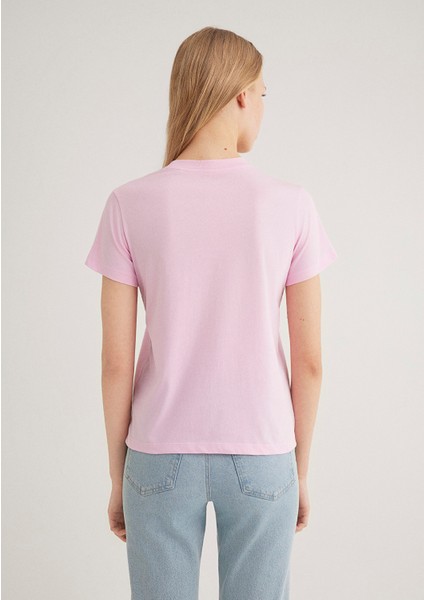 Çiçek Baskılı Pembe Tişört 1612956-71117