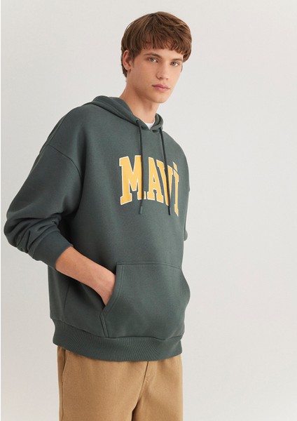 Mavi Logo Baskılı Kapüşonlu Yeşil Sweatshirt 067149-71598