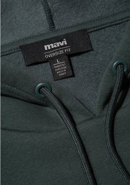 Mavi Logo Baskılı Kapüşonlu Yeşil Sweatshirt 067149-71598