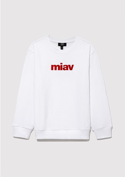 Kırmızı Miav Baskılı Beyaz Çocuk Sweatshirt 6610031-602