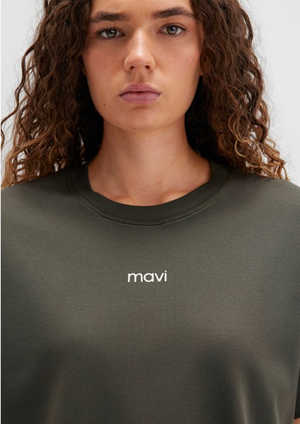 Mavi Logo Baskılı İnterlok Yeşil Tişört 1612829-71553