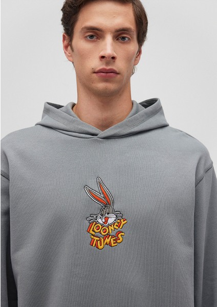Bugs Bunny Baskılı Gri Sweatshirt 0S10102-70098