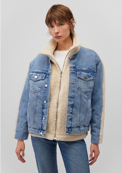 Rubina 90lar Açık Mavi Suni Kürklü Jean Ceket 1110278-88589