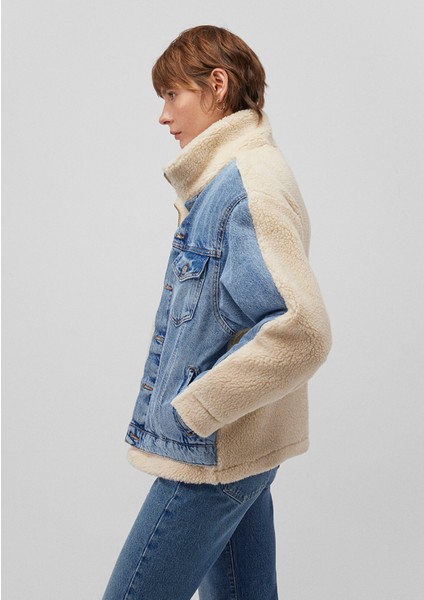 Rubina 90lar Açık Mavi Suni Kürklü Jean Ceket 1110278-88589