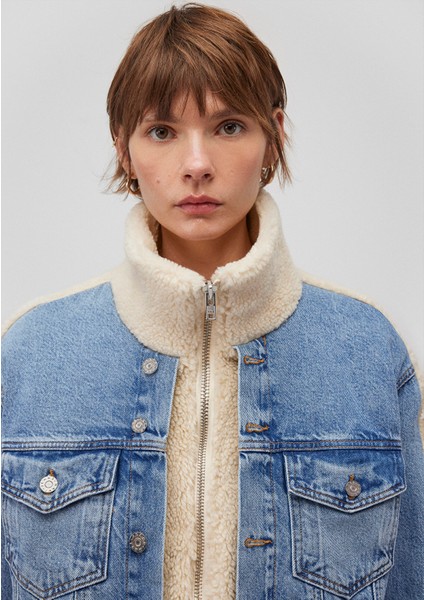 Rubina 90lar Açık Mavi Suni Kürklü Jean Ceket 1110278-88589