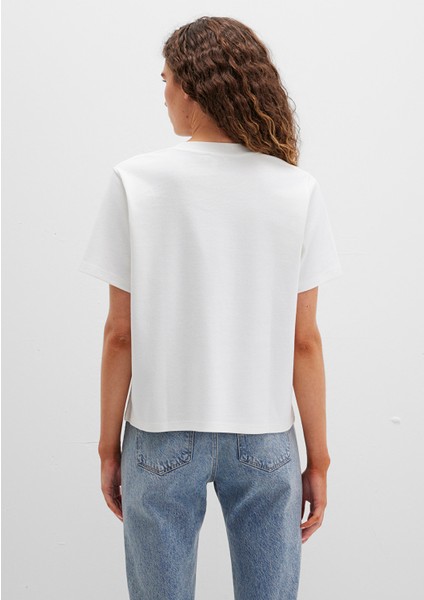 Mavi Logo Baskılı İnterlok Beyaz Tişört 1612829-80194