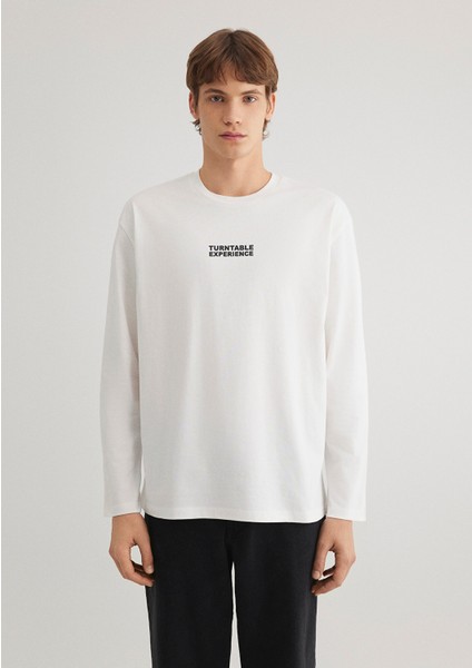 Sırt Baskılı Beyaz Tişört 0612410-70057