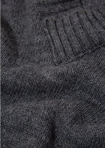 Yün Karışımlı V Yaka Gri Süveter 1710573-83096