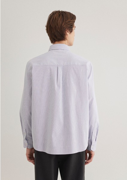 Lacivert Çizgili Beyaz Gömlek 0211147-70497