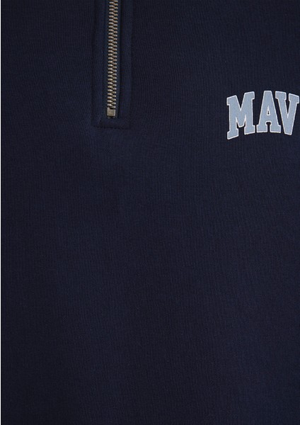 Mavi Logo Baskılı Yarı Fermuarlı Lacivert Sweatshirt 0S10208-70497