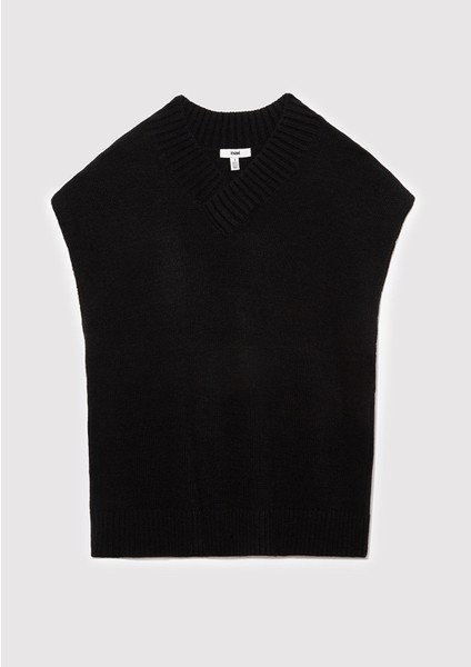 Yün Karışımlı V Yaka Siyah Süveter 1710573-900