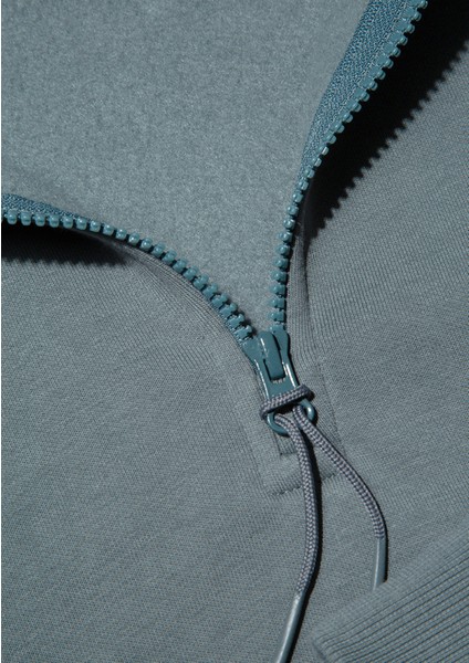 Yarı Fermuarlı Yeşil Basic Sweatshirt 0S10278-71577