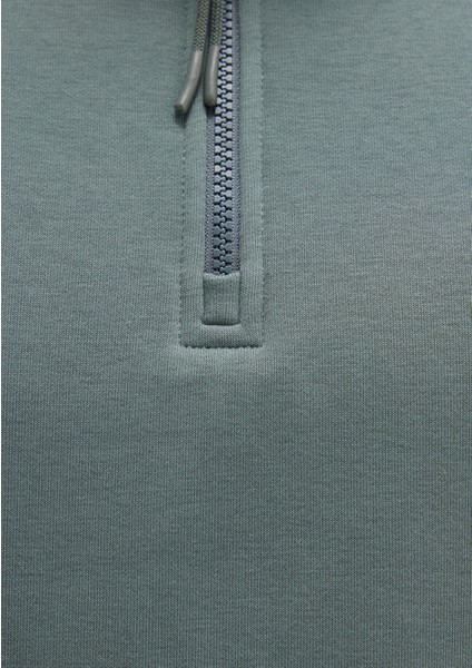 Yarı Fermuarlı Yeşil Basic Sweatshirt 0S10278-71577