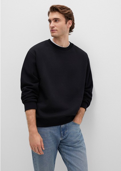 Bisiklet Yaka Siyah Basic Sweatshirt 0S10276-900