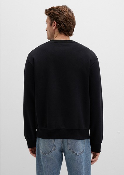 Bisiklet Yaka Siyah Basic Sweatshirt 0S10276-900