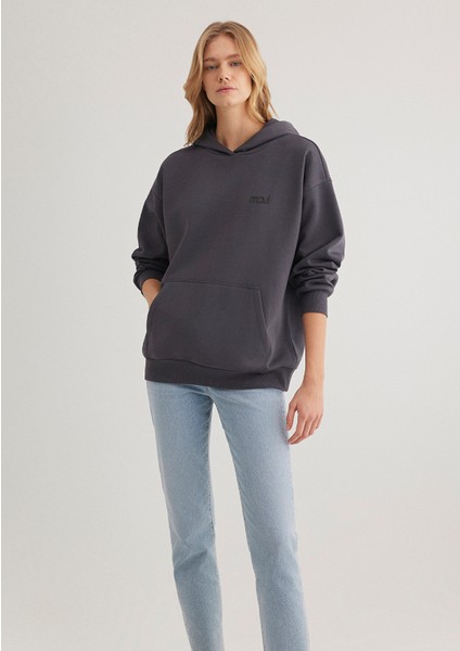 Mavi Logo Baskılı Kapüşonlu Antrasit Sweatshirt 1S10243-80932