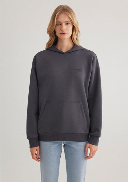 Mavi Logo Baskılı Kapüşonlu Antrasit Sweatshirt 1S10243-80932