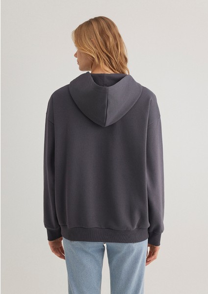 Mavi Logo Baskılı Kapüşonlu Antrasit Sweatshirt 1S10243-80932