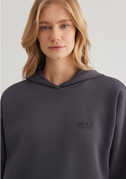 Mavi Logo Baskılı Kapüşonlu Antrasit Sweatshirt 1S10243-80932