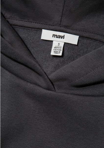 Mavi Logo Baskılı Kapüşonlu Antrasit Sweatshirt 1S10243-80932