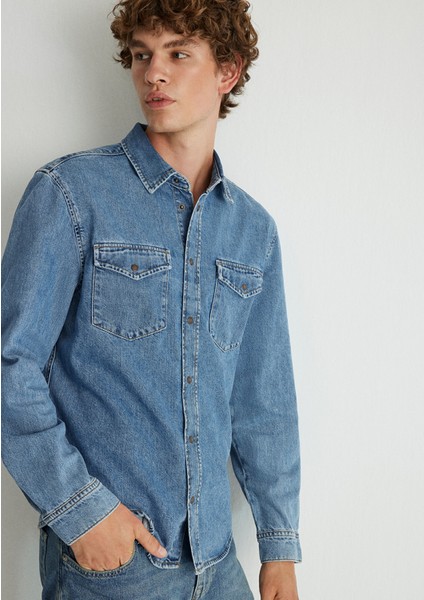 Ted Indigo Mavisi Denim Jean Gömlek 0210909-87933